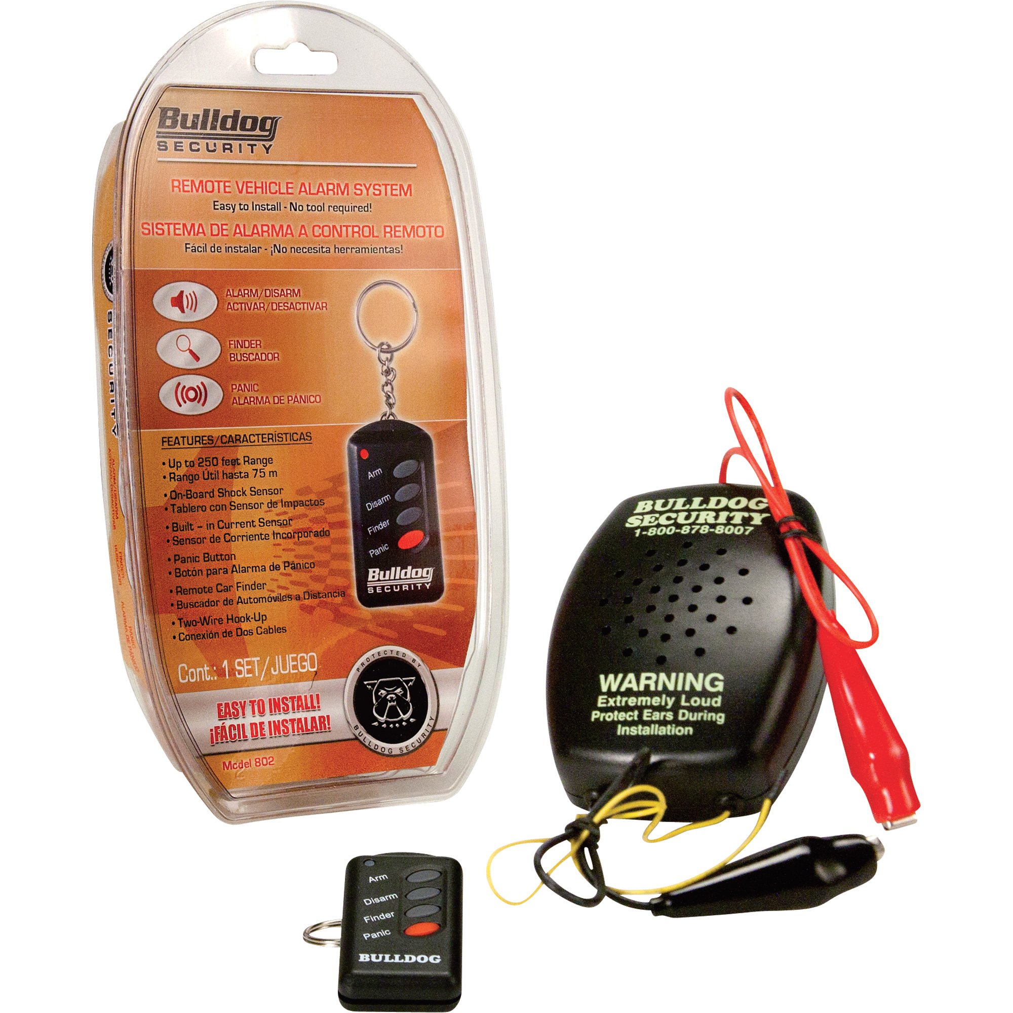 Bulldog Security Remote Vehicle Alarm System — 250ft. Range, Model# 802